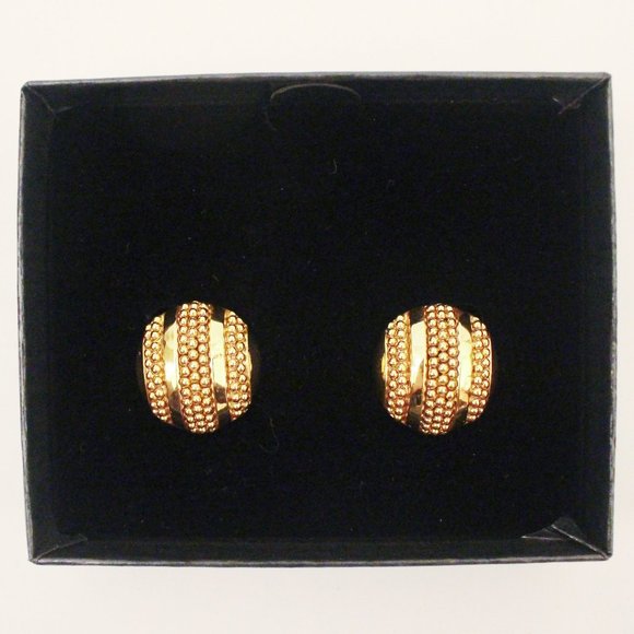 Joan Rivers Golden Shimmer Button Earrings - Picture 3 of 4